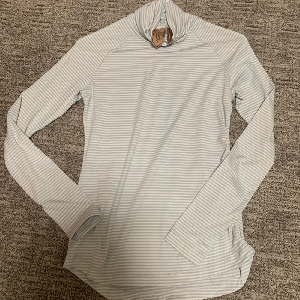 Indygena Striped White & Grey Turtle Neck